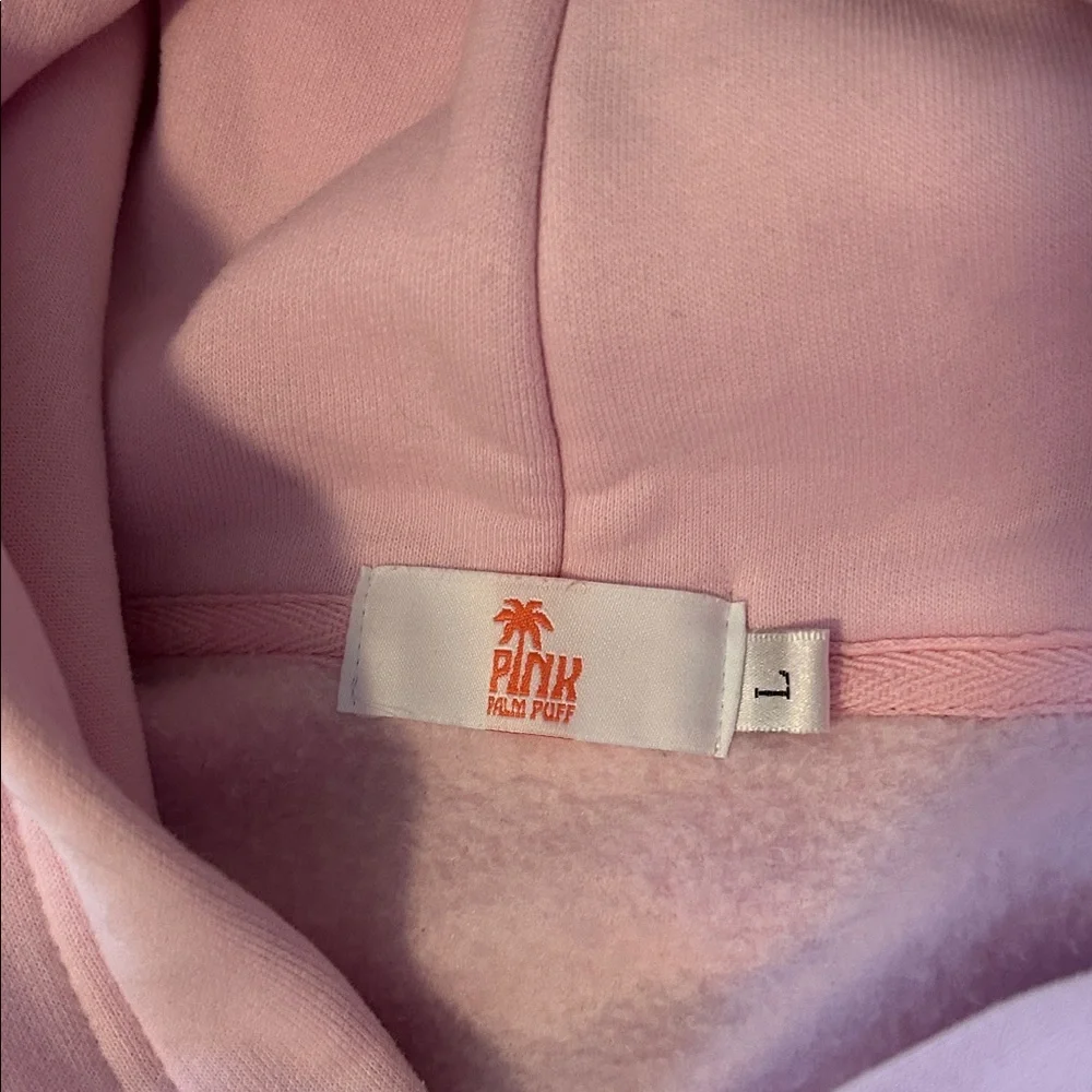 Pink Hoodie, pink palm puff brand. cozy warm beach hoodie. - Picture 2 of 8